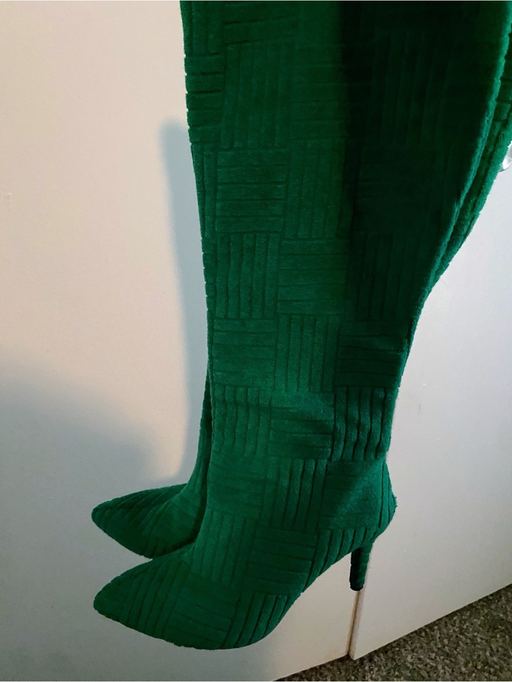 Women's Green Thigh-High Pointed Stiletto Boots